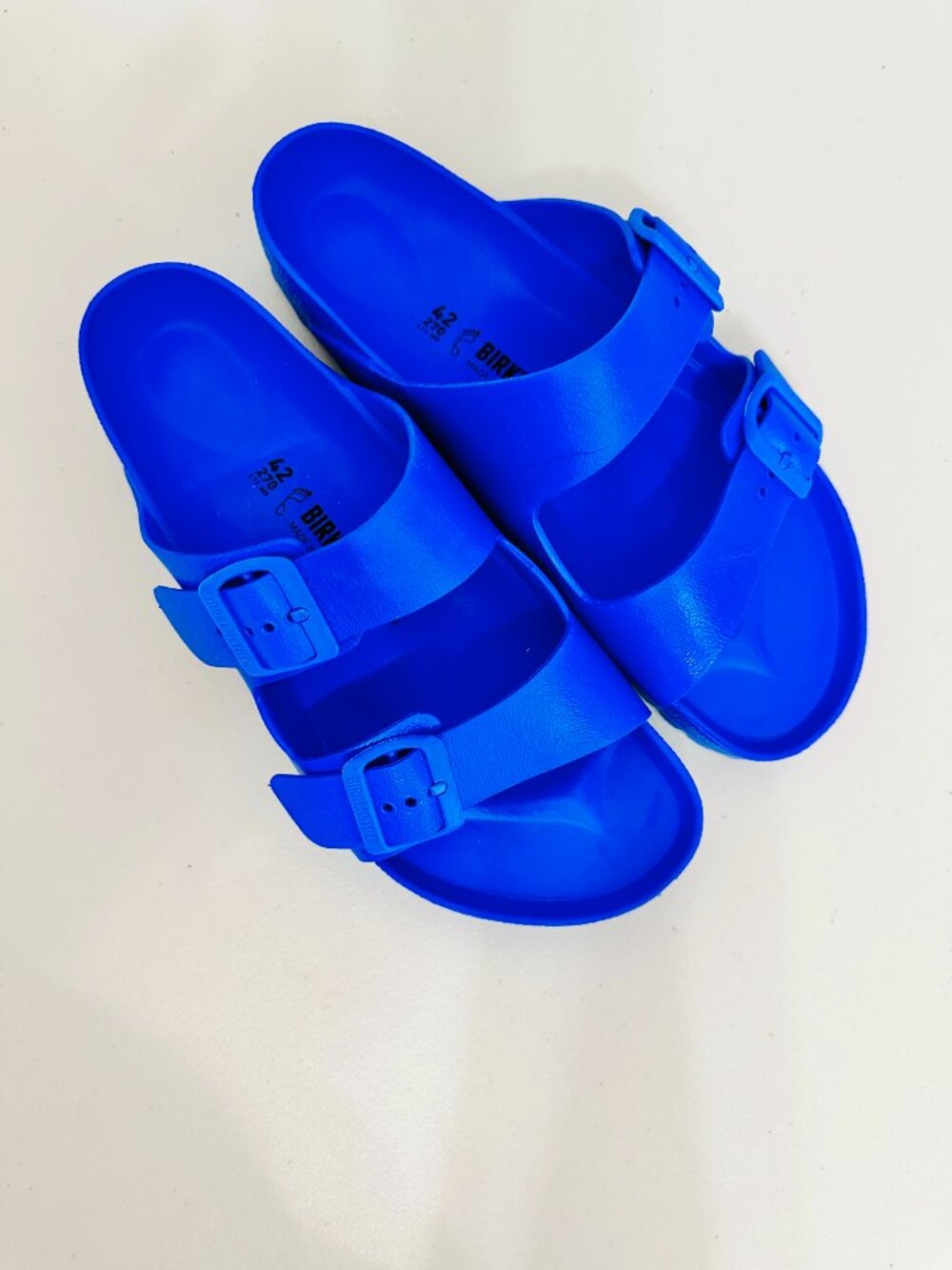 NEW BIRKENSTOCK ARIZONA ESSENTIALS EVA BLUE SLIDE SANDALS